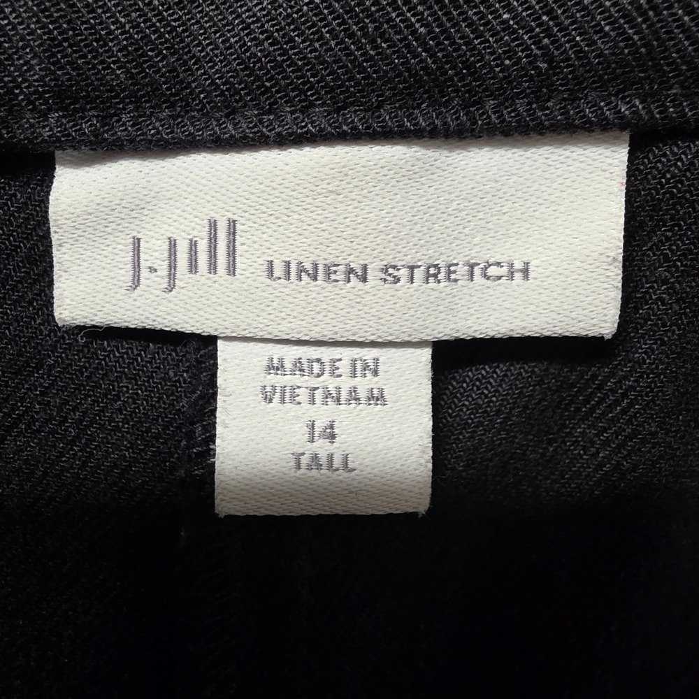 J. Jill Linen Stretch Straight Leg Pants Womens 14 Tall Black Trousers RN 97641 - Picture 4 of 15